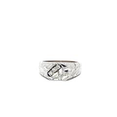 Striking! Men's Size 11.5 Diamond Nugget Ring .15 CTTW 10K White Gold 11.7g